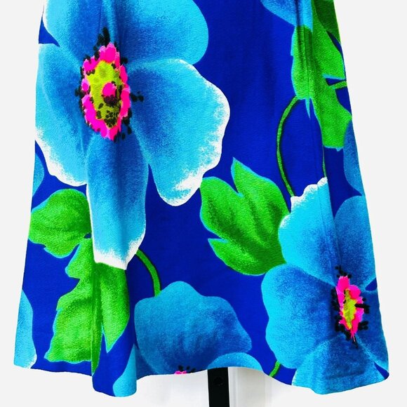 Vintage Andrade Resort Shops Floral Print Dress Size 6 Blue Ruffle Sleeveless - Picture 4 of 10